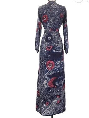 Natalie Martin silk Navy Maxi Dress with Pink Floral Print